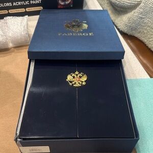 Faberge Navy and Gold Decorative Box. Countess Picture Frame Box.